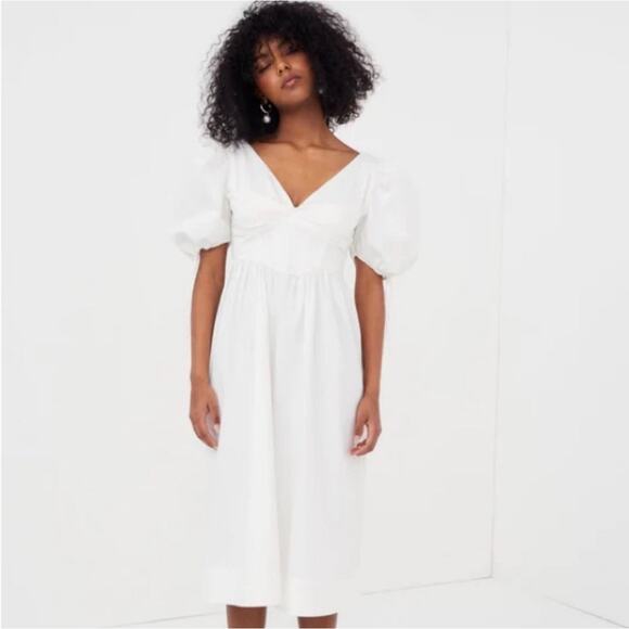 For Love & Lemons Dresses & Skirts - For Love & Lemons Jocelyn Midi Organic Cotton Midi Dress in White, Medium